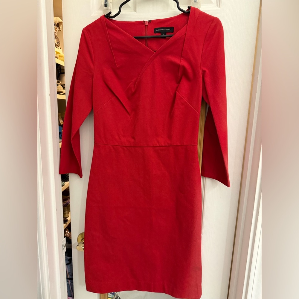 Banana Republic Vibrant Red Long Sleeve Dress @@